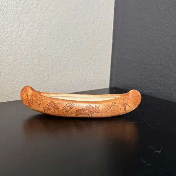 Vintage Ceramic Native American Binishtaa Navajo Canoe Petroglyphs - Picture 9 of 9